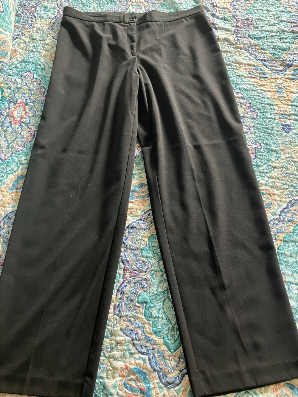 dressbarn Black Wide-Leg Trousers with Smooth Front